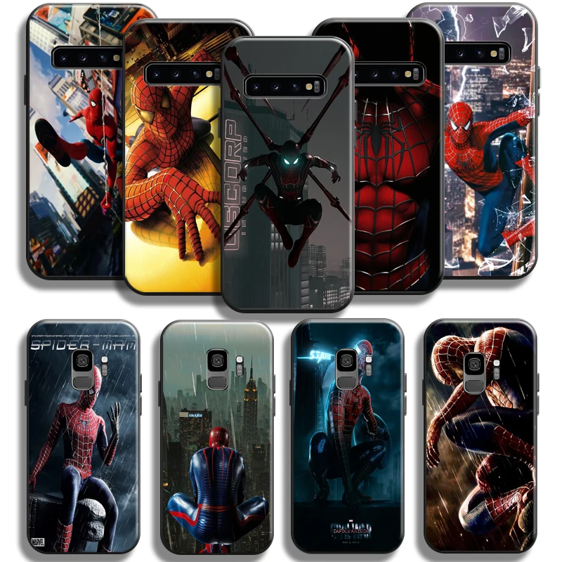 

Marvel Spiderman Phone Case For Samsung Galaxy S10 5G S9 S8 Plus S10 Lite S10E Carcasa Liquid Silicon Silicone Cover Coque