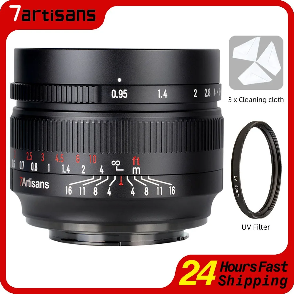 

7Artisans 50mm f0.95 APS-C Large Aperture Prime Lens for Fujifilm X Fuji SONY E Canon EOS-M Nikon Z Micro 4/3 Mount
