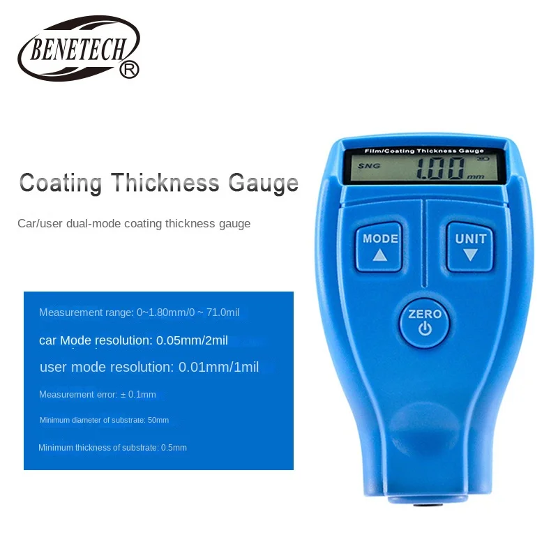 Portable Mini Coating Thickness Gauge Digital Automotive Coating Car Film Painting Iron Varnish Thickness 0-1.80mm Width Meter