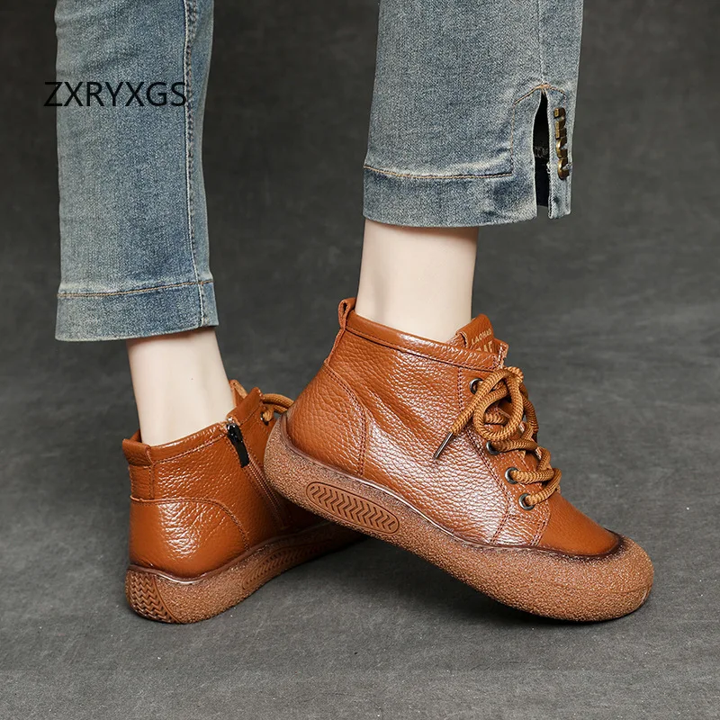 ZXRYXGS высококачественные женские ботинки из натуральной кожи повседневные
