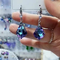 vintage crystal baroque leaf drop earrings zircon water droplets dangle earrings for women girls earring aesthetic ear jewelry