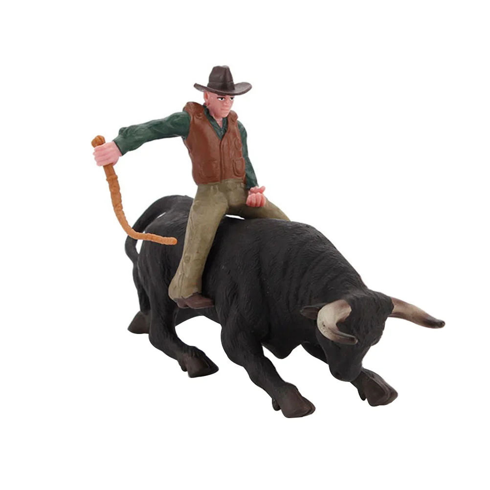 

Kid Toy Texas Decorative Bullfight Model Vivid Cowboy Exquisite Figurine Statue Creative Matador Pvc Static Child