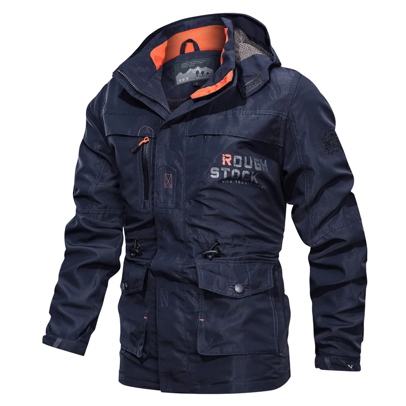 

Куртка-бомбер мужская быстросохнущая, тактическая ветровка в стиле милитари, с несколькими карманами, водонепроницаемая уличная одежда, большой размер 6XL, на осень