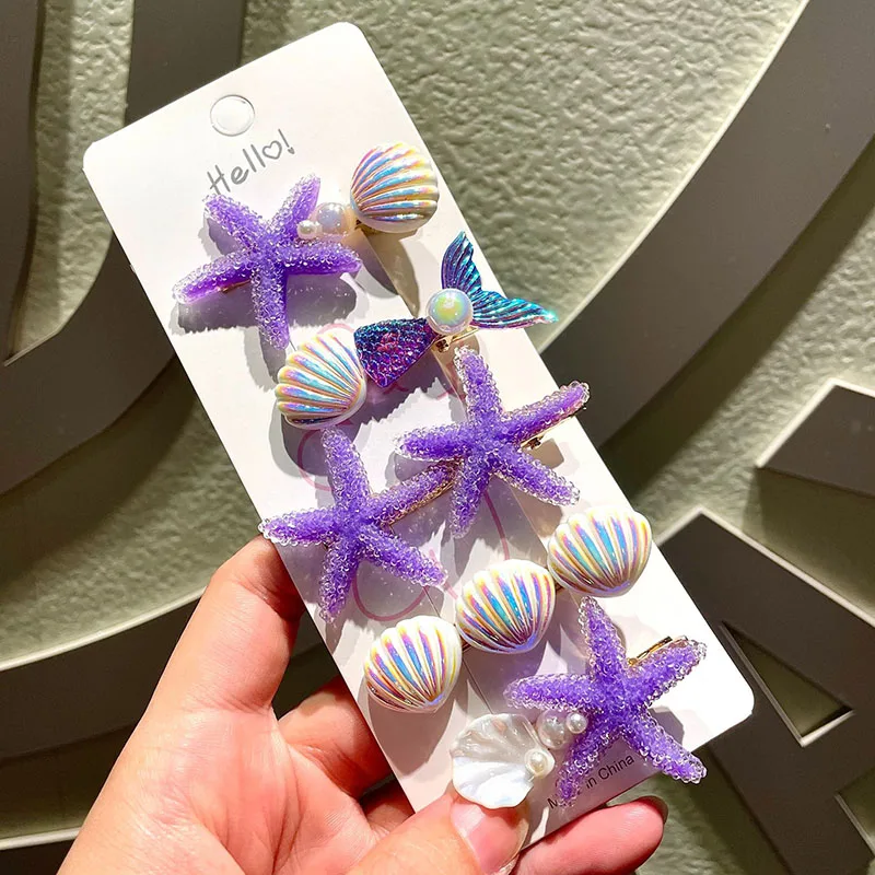 Летняя милая океанская принцесса с жемчугом морская звезда заколка для волос