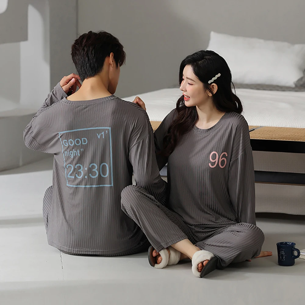 Male Elastic Milk Silk Pajamas for Couples Japanese Style Letters Print Pajama Sets 4XL Women Casual Breathable pijama hombre