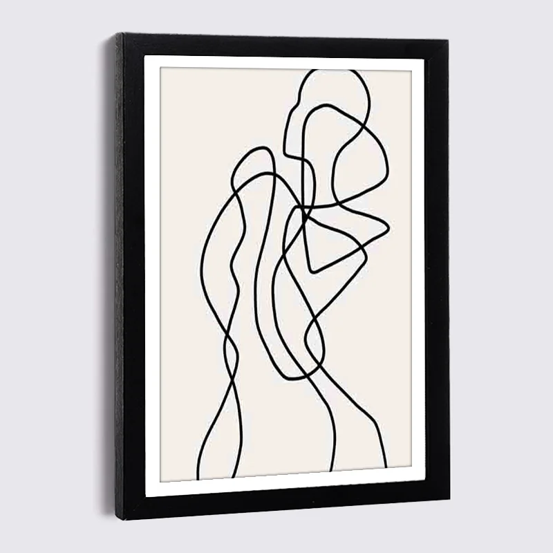 

Nordic Line Woman Canvas Painting Photo Frames 5" 7" 8" Black Picture Frame Modern Art Luxury Photo Wall Home Decor Wooden Frame