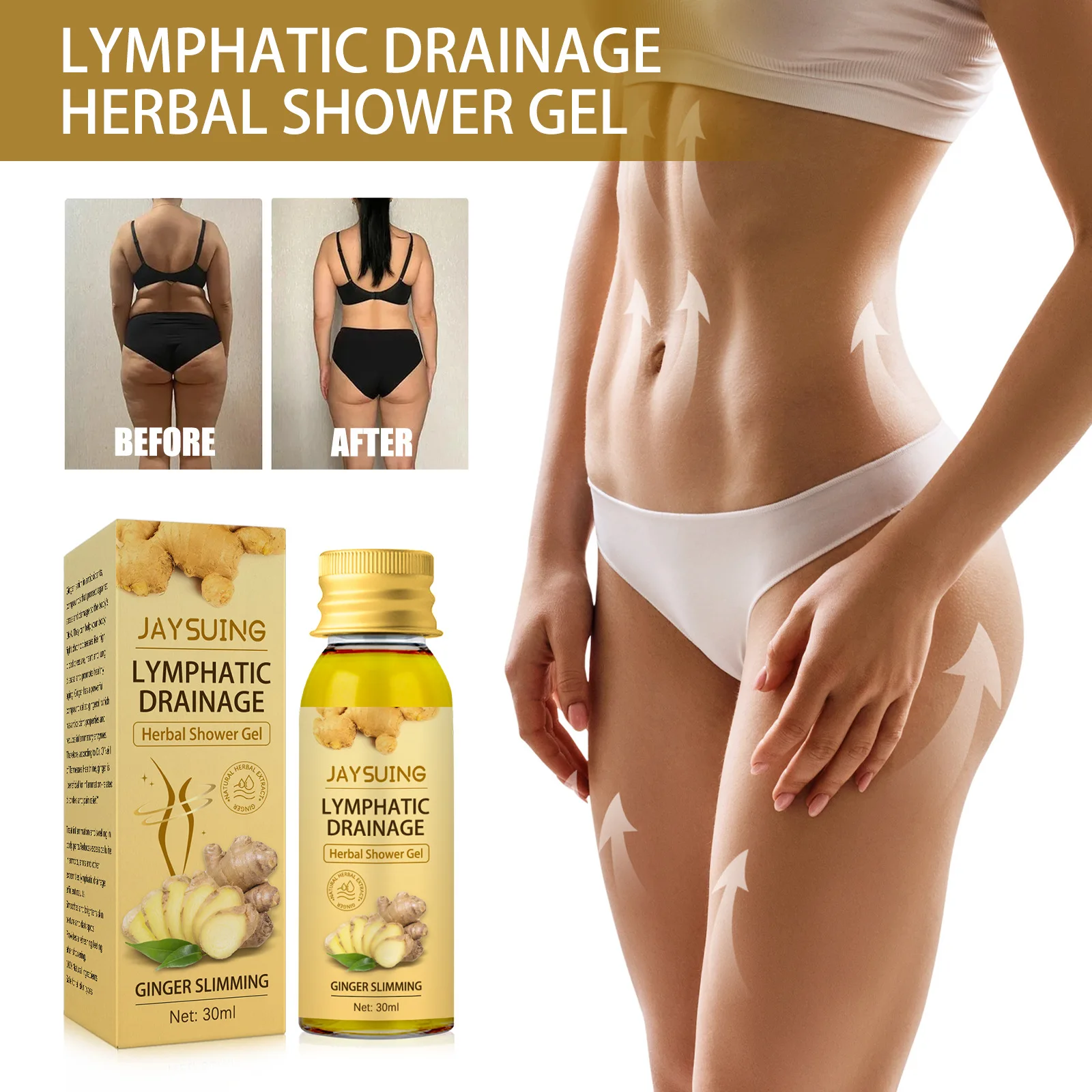 

Natural Ginger Herbal Shower Gel Slimming Losing Weight Lymphatic Drainage Removal Fat Sculpting Shower Gel for Beauty