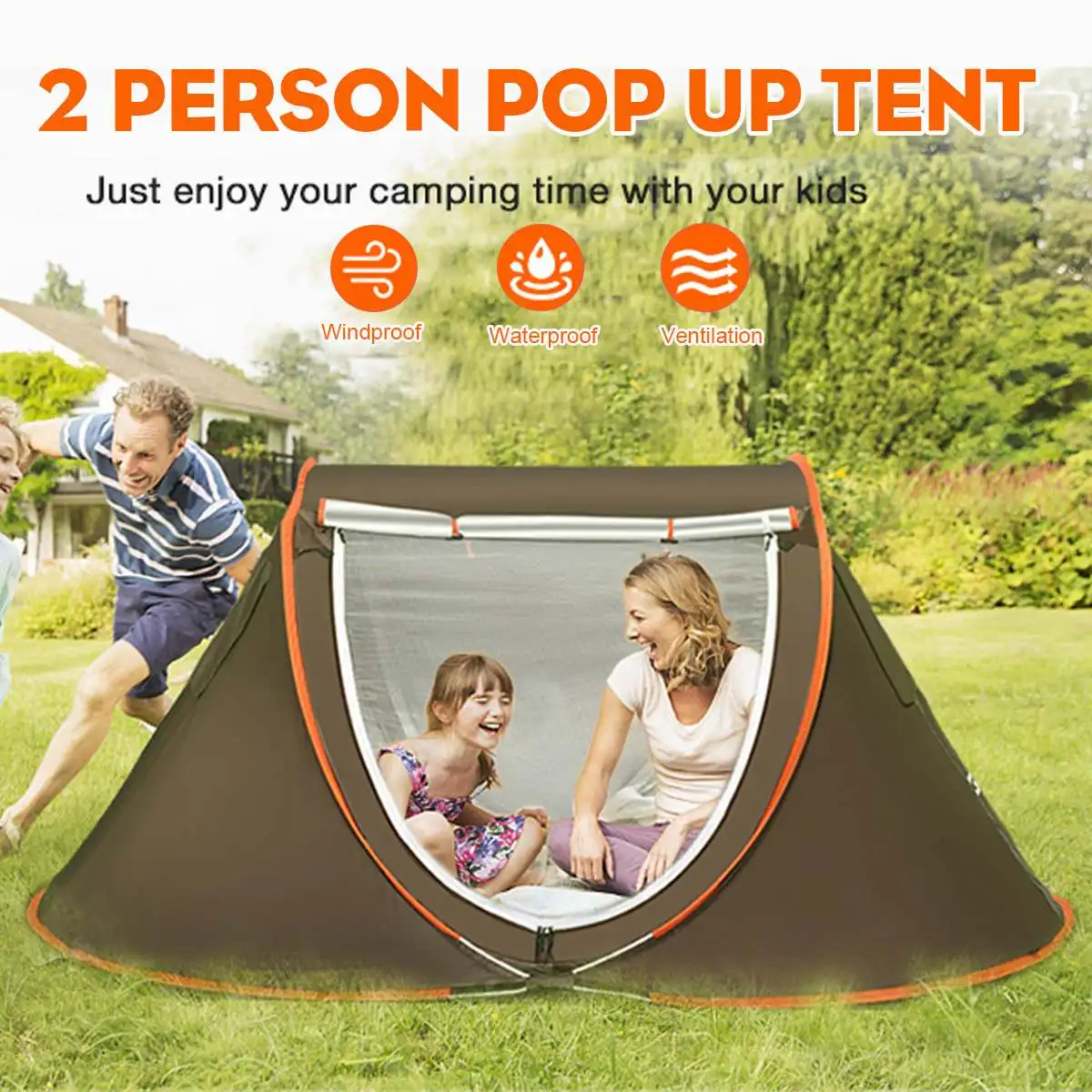 

2 Person Automatic Camping Tent Ultralight Portable Pop up Tent 4 Season Windproof Waterproof Family Outdoor Instant Setup Tent