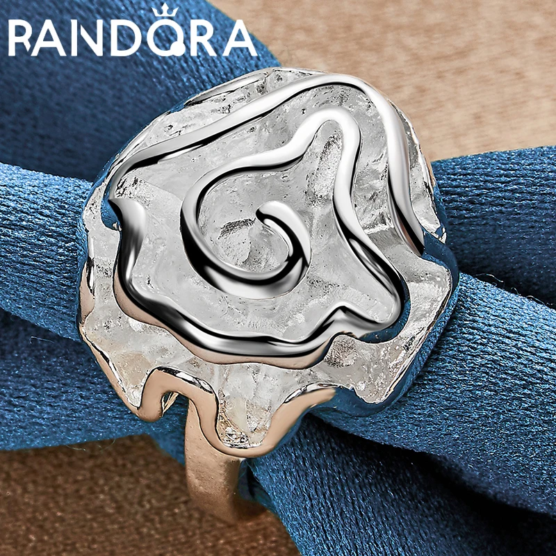 

RAIVDQRA 925 Silver Color Romantic Rose Ring For Women Jewelry Charm Fashion Accessories Engagement Gift