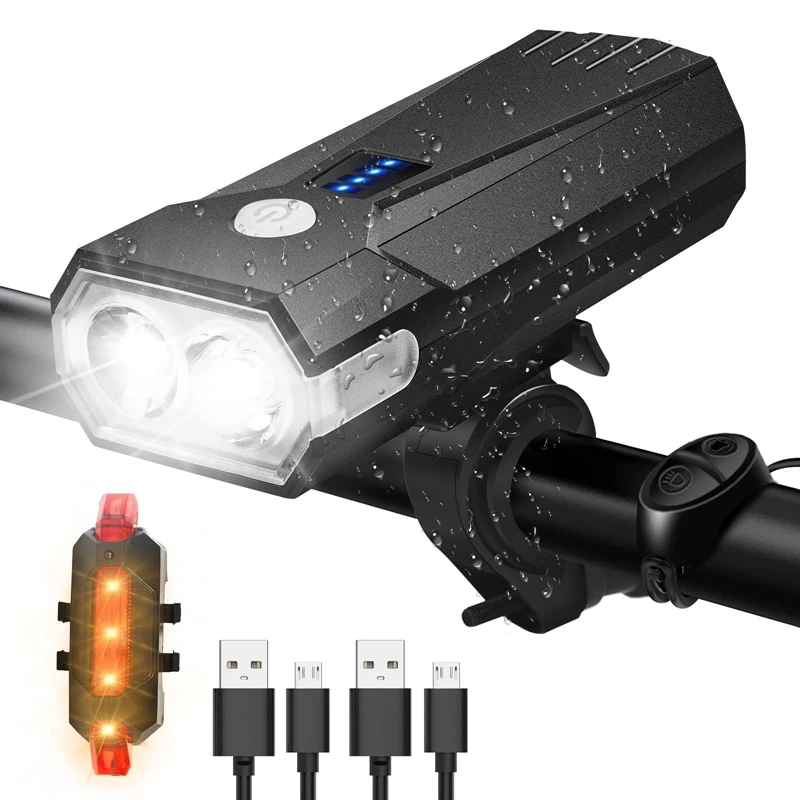 

Bike Light Set USB Rechargeable,Super Bright Bicycle Headlight Taillight, 4000 Mah Battery With Loud Bike Bell Bike Part