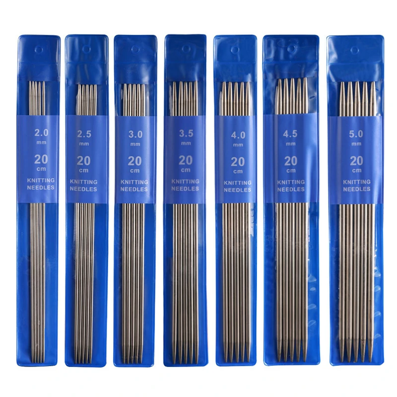 

7pcs/set 20cm Straight Knitting Stainless Steel Needles Kit 2.0mm-5.0mm Double Ended Stainless Steel Needles Beginner Knitting