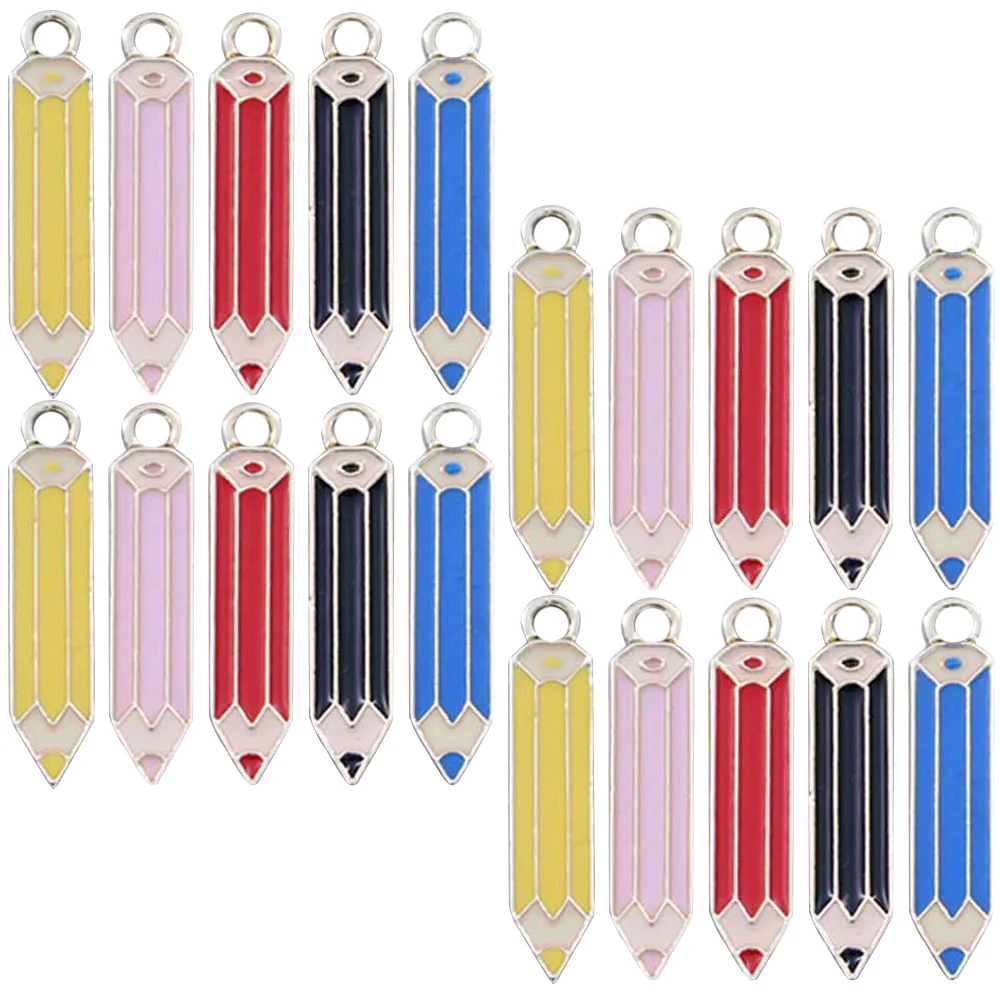 

50 Pcs Colored Crayon Pendant DIY Making Charms Bracelet Jewelry Necklace Alloy Student Shaped Pendants