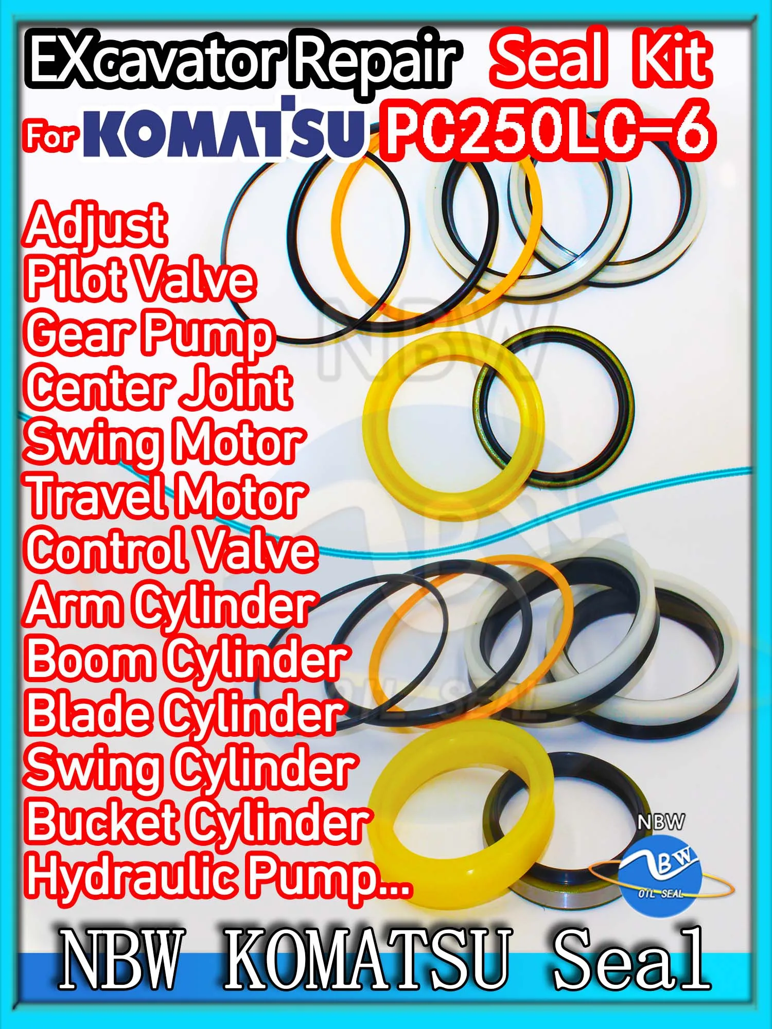 

For KOMATSU PC250LC-6 Excavator Oil Seal Kit High Quality Repair PC250LC 6 Hammer Construction Tool Set Pack Heavy Master Parts
