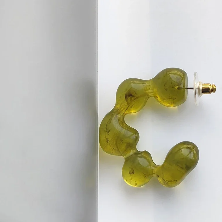 Полупрозрачные желейные серьги C-образной формы для женщин ярких цветов милые