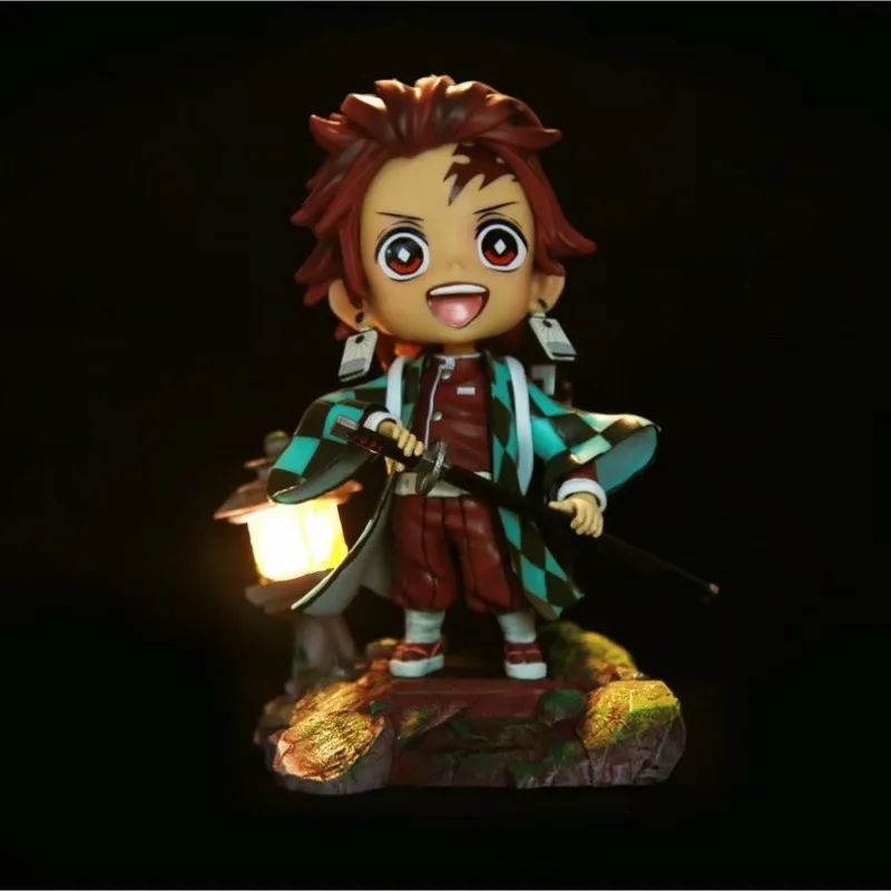 

Anime Figure Demon Slayer Kitchen Door Tanjiro With Light Luminable Q Edition Doll Model Toys For Boys Girls Cute Funny Gift