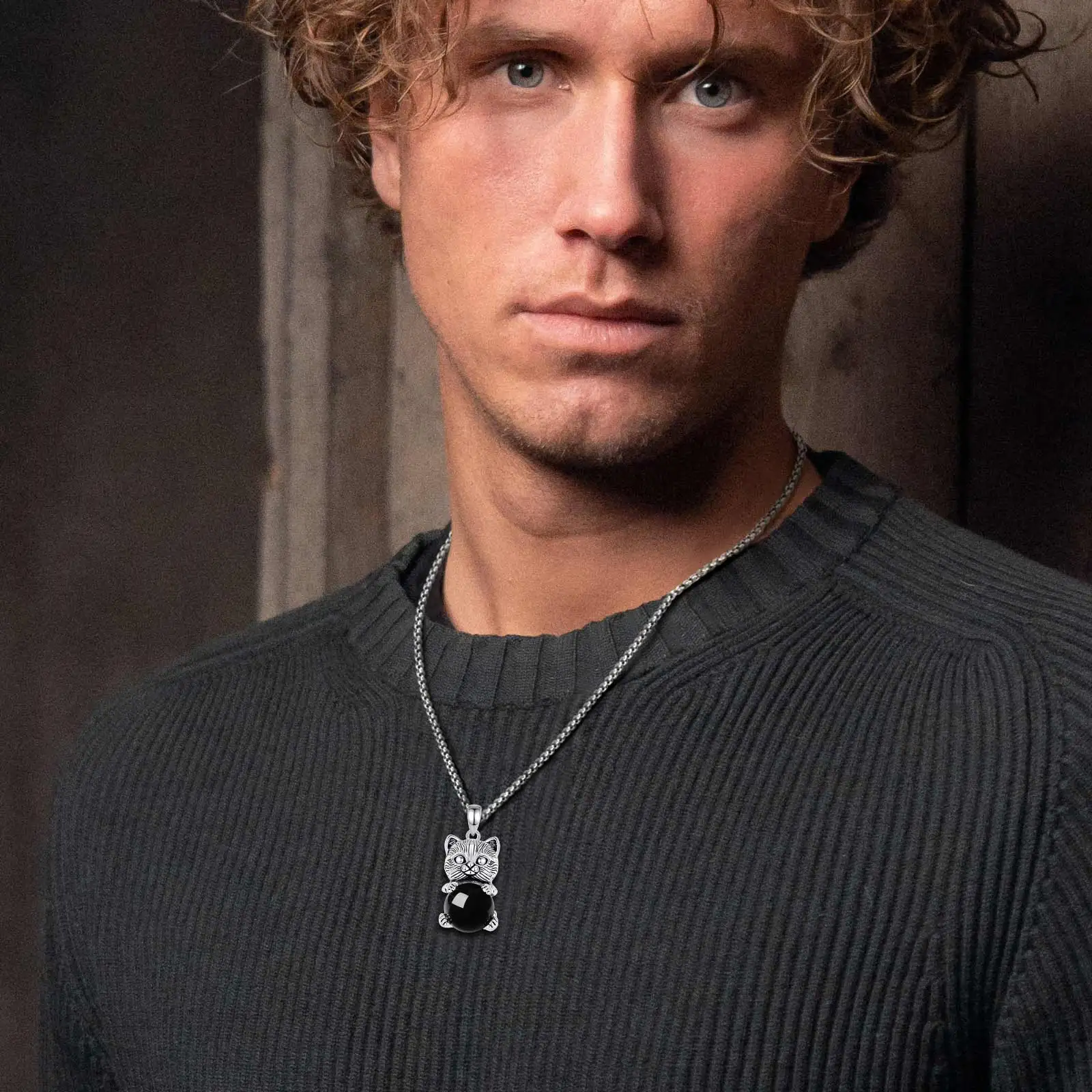 Eudora милый кот ожерелье из обсидиана энергетический натуральный целебный камень