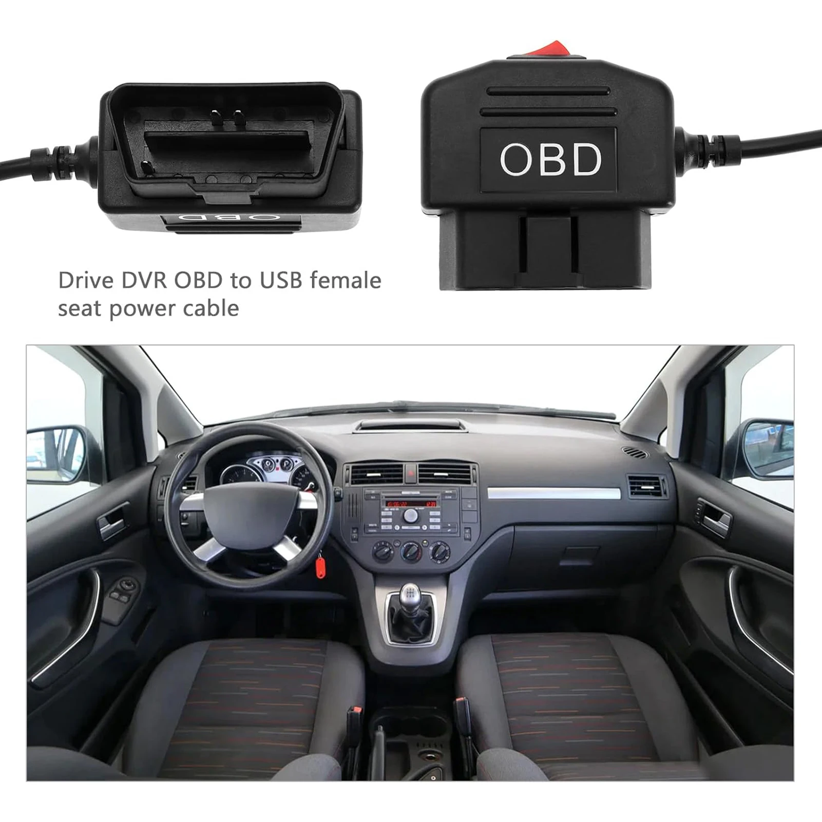 Фото OBD To Type C Зарядное устройство Кабель питания для видеорегистратора Автомобильный видеорегистратор 24 часа Автомобильные аксессуары для парковки 15 Вт Защита аккумулятора №2