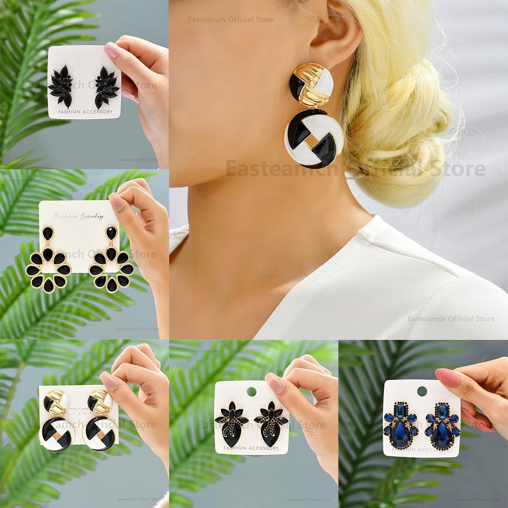 

Fashion Punk Gothic Black Big Dangle Earring Luxury Design Female Vintage Heart Wing Geometric Drop Earrings Unusual Jewelry