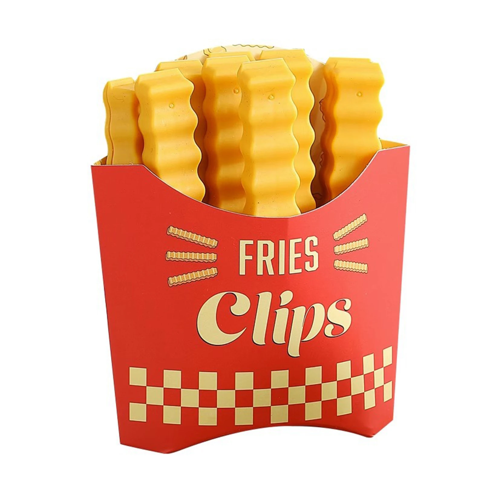 

12pcs Set Creative French Fries Bag Sealer With Holder Fridge Magnet Bag Clips Food Seal Clip Keep Fresh Snack Sealing Clamp