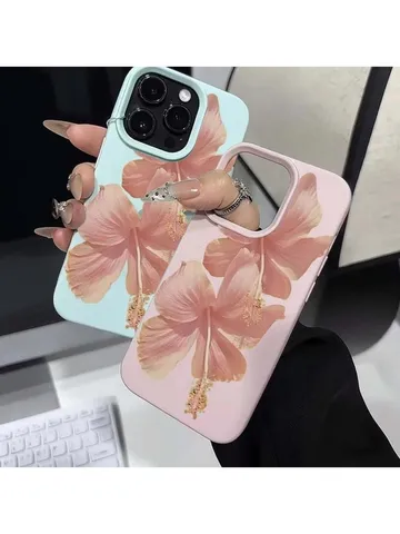 Элегантный высокоэстетичный чехол для телефона с розовым гибискусом для iPhone 16 Pro Max 15, 14, 13, 12, 11, 16, 15, 14 Plus, защитный чехол от падения