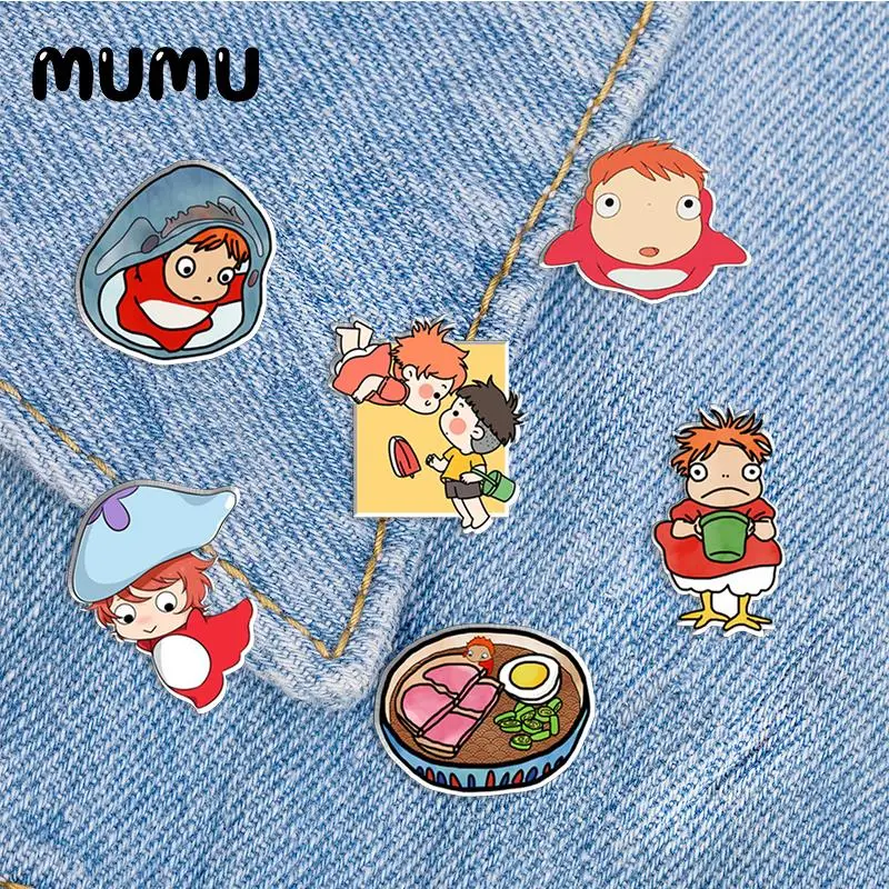 Новинка 2023, Акриловые Броши Ponyo на скале, булавка для лацкана, ручная работа, искусственная рубашка