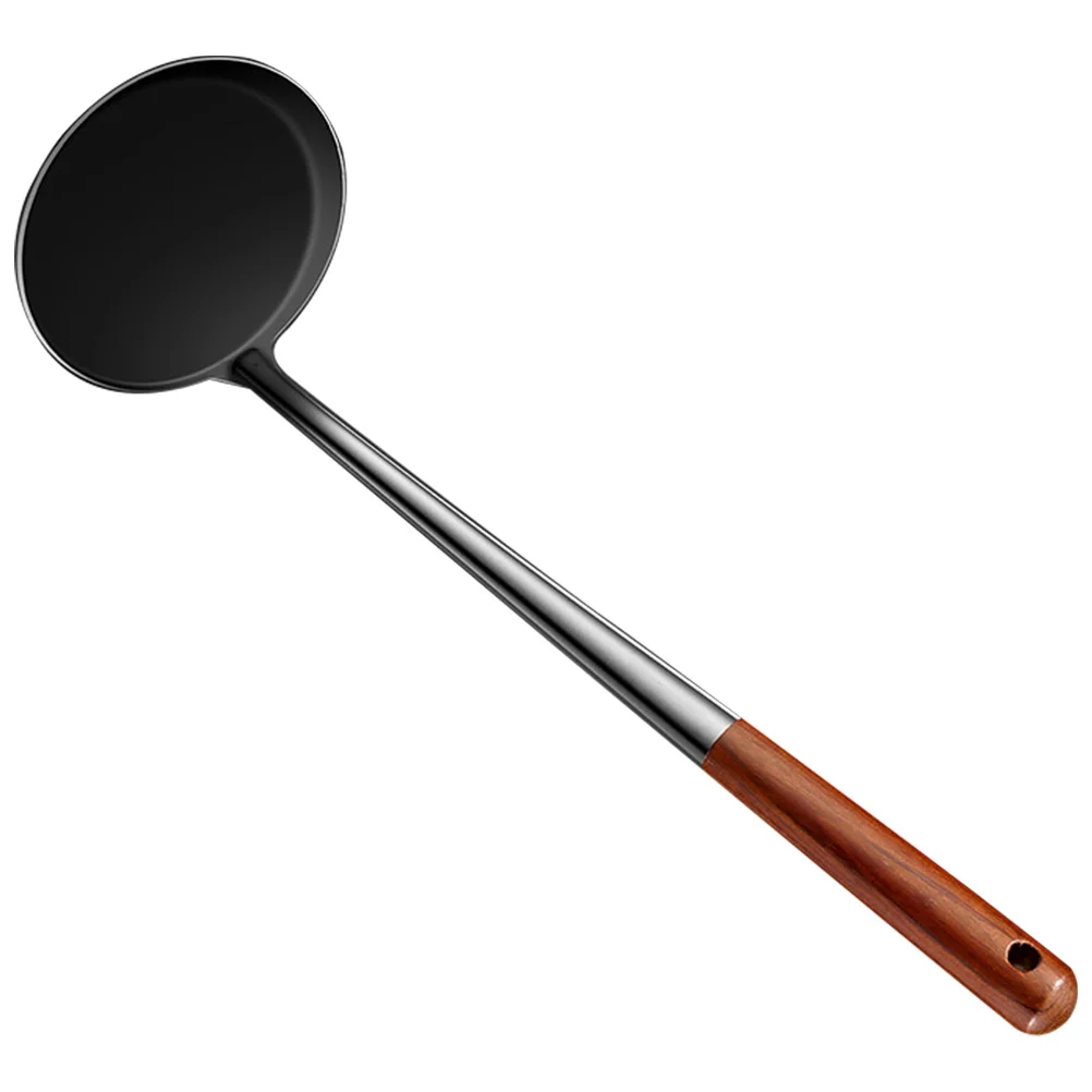 

Spoon Frying Stainless Steel Fry Pancake Oil Handle Maker Ladle Wooden Pastry Kitchen Turner Pan Snack Stick Wok Metal Deep Non