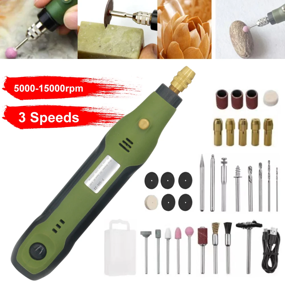 

32pcs 3.6V Cordless Drill Rotary Tool 3 Variable Speed Mini Electric Engraving Pen Accessories For Crafting Polishing Drilling
