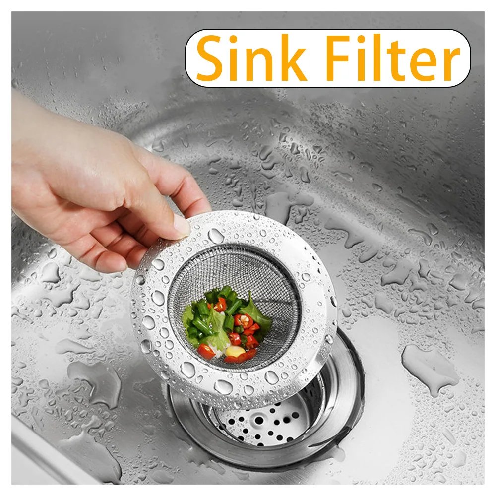 

2PCS Kitchen Sink Stainless Steel Filter Mesh Leak Net Floor Drain Bathroom Bathtub Hair Catcher Cleaner Anti-clog Slag Strainer