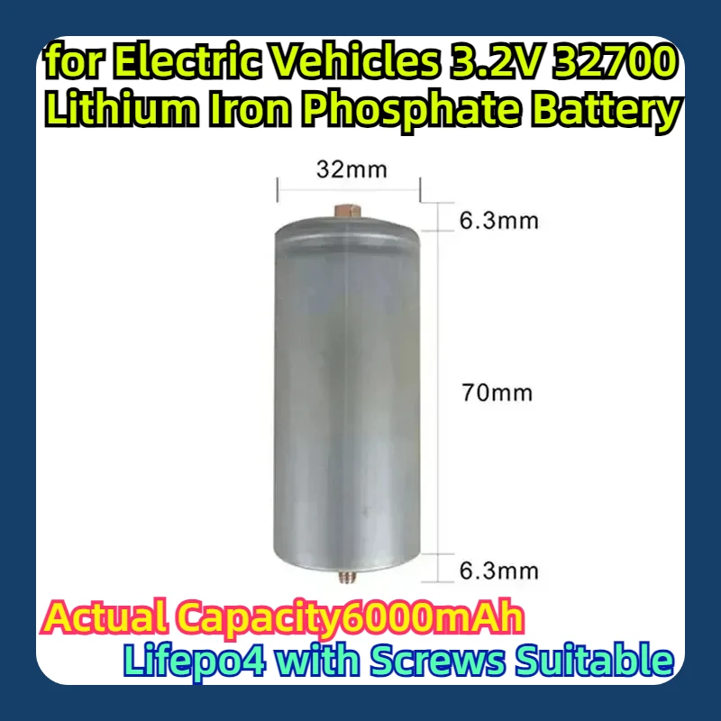 Фактическая емкость 3 2 мАч Lifepo4 с винтами подходит для электромобилей 32700 в
