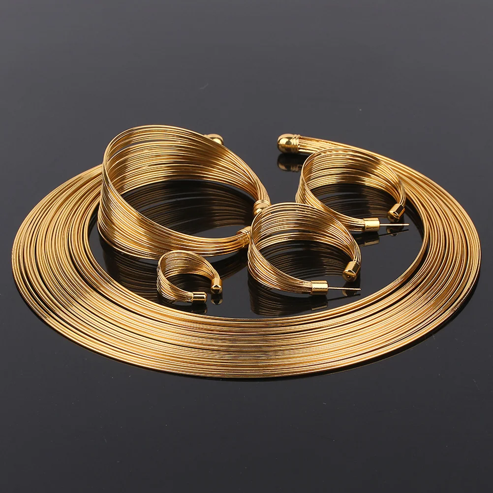 

Jewelry African Suit Women Choker Egyptian Goldnecklace Bridal Set Earrings Collars Multiple Necklaces Strands Ethnic Africa