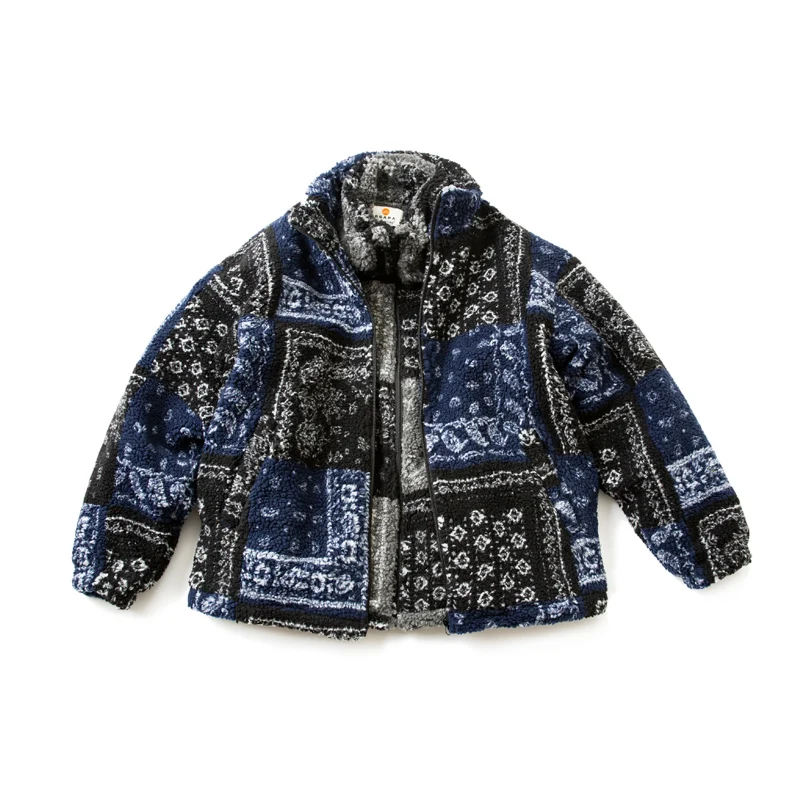 

Japanese Retro Cashew Blossom Fleece Loose Cotton Coat Jacket Men's and Women's Cityboy Winter Plaid Thickened Cotton Parka