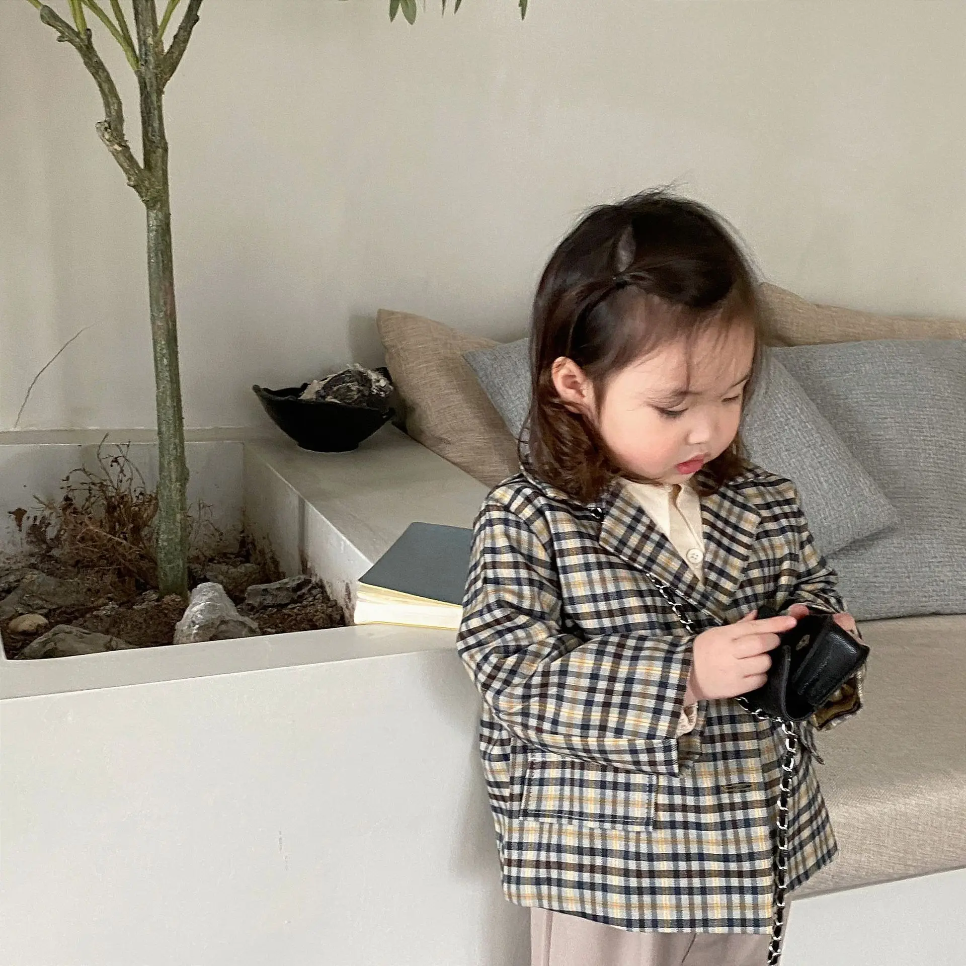 

Kids Girls Boys Palid Blazer 2022 New Children Spring Coat Toddler Cotton Top Outwear Clothes Fashion Korean Child Autumn Jacket