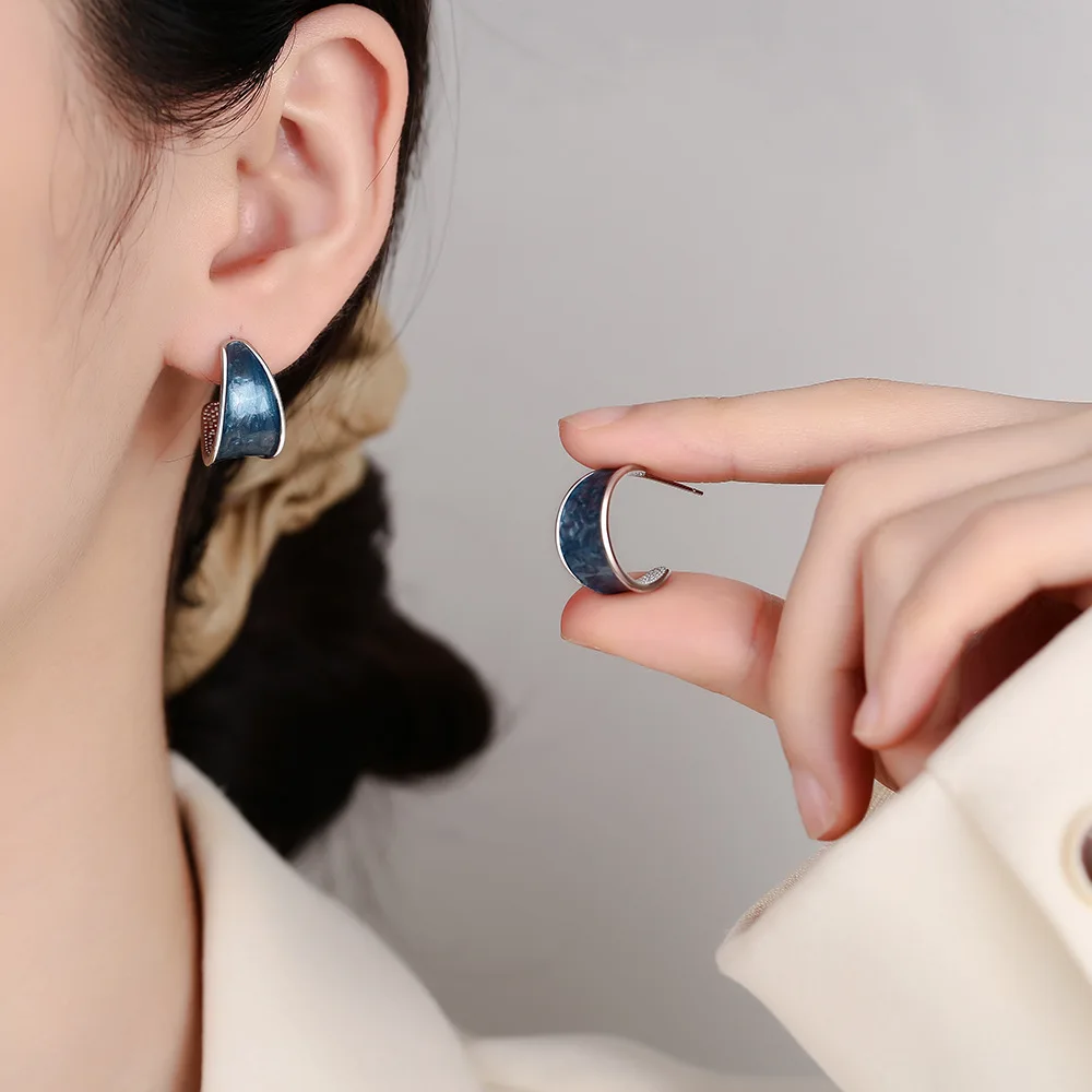 Wholesale Vintage Blue Earrings Temperament Hopp Earrings  Women