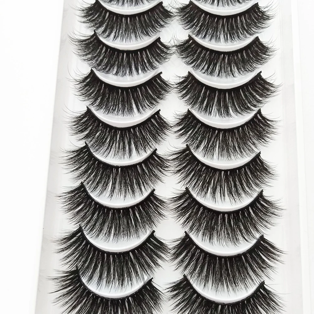 

New Fake Eyelash 10 Pairs Mink Hair Lashes 3D Fluffy Soft False Eyelashes Natural Long Thick Eyelashes Extension Reusable Makeup