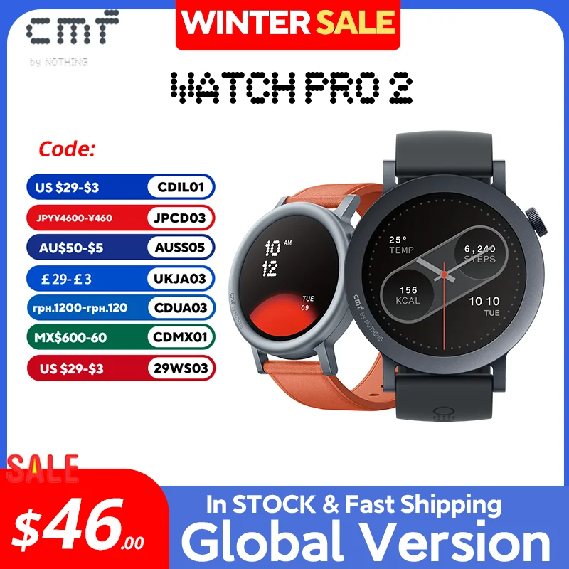 Глобальная версия CMF от Nothing Watch Pro 2 1 32 дюйма AMOLED Bluetooth 5 3 BT звонки с шумоподавлением