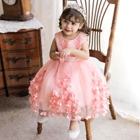 2022 new petal baby child dress flower girl bridesmaid wedding dress applique party dress for kids girl