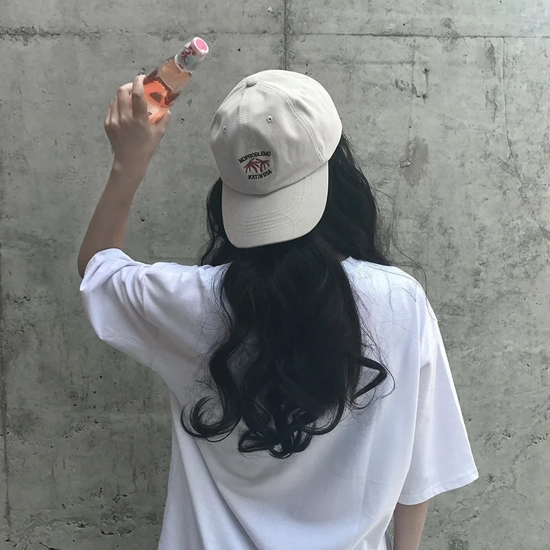 

2023 New Black White Pink Cotton Baseball Cap Snapback Hat Bone Masculino Simple Coconut Tree Embroidery Y2k Dad Hats for Men