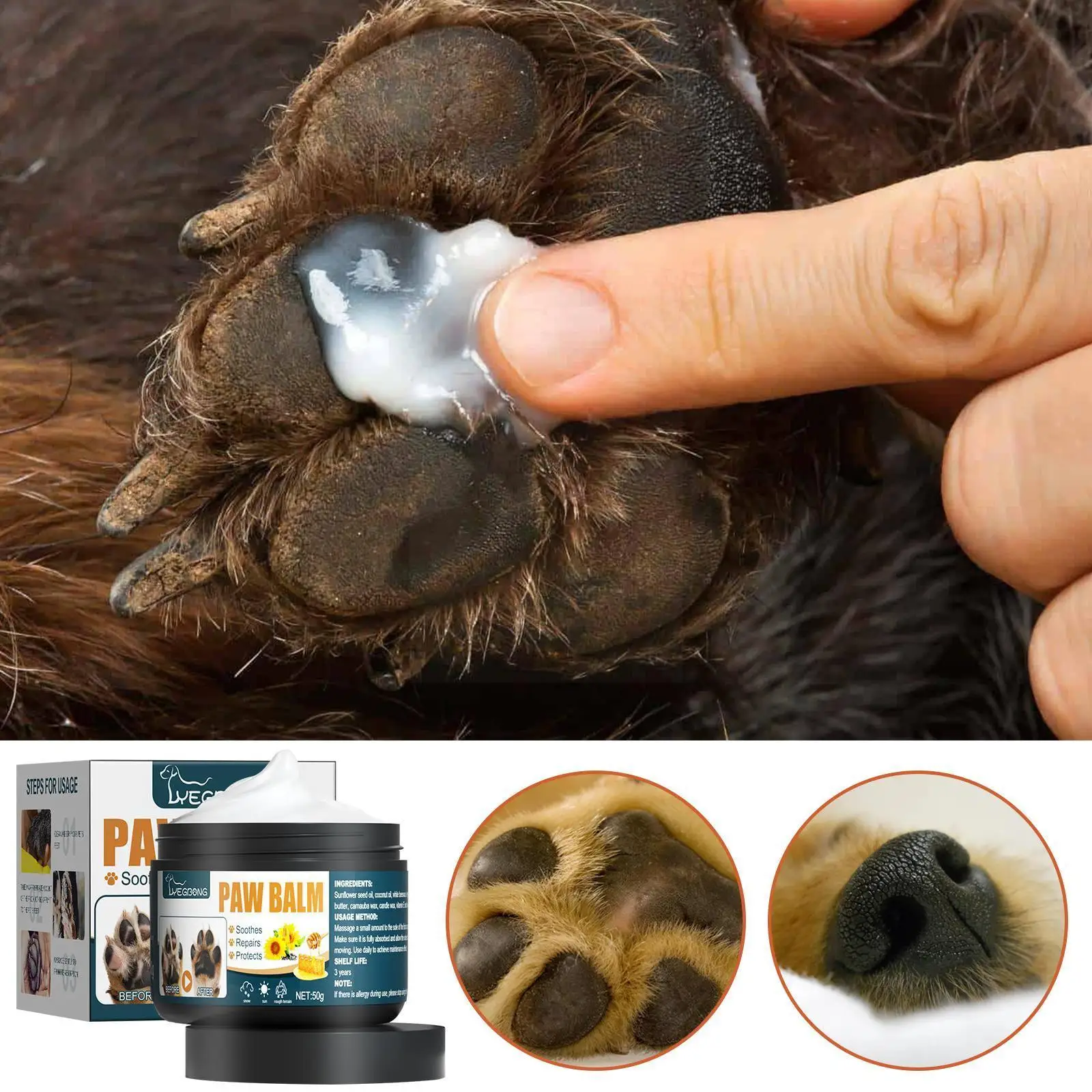 50g Pet Paw Care Cream Healthy Pet Paw Balm Pet Foot Cat Oil Care Pad Wax Dog Balm Foot Protection Paws Balm Care Protectiv K7O9