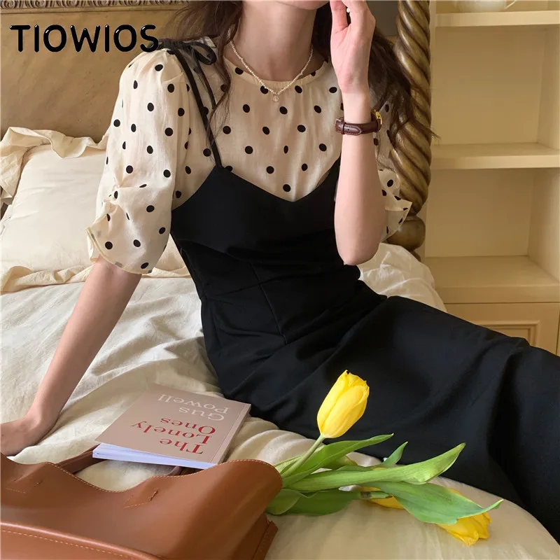 Платье-двойка с коротким рукавом для корейской женщины |