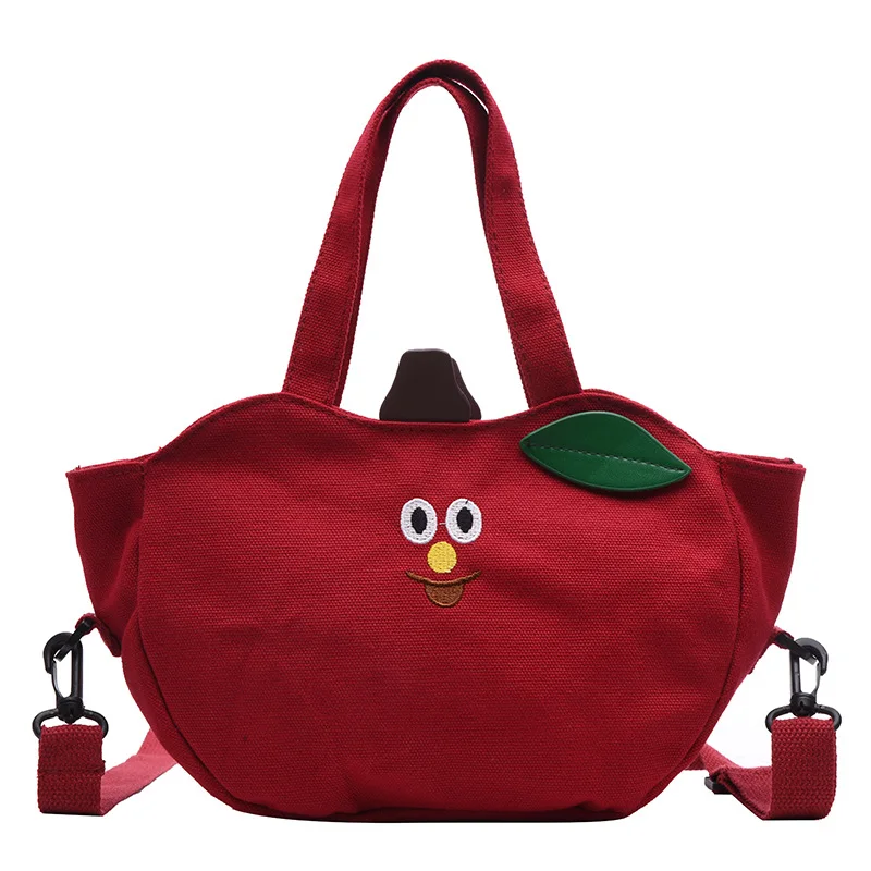 

Cute Girl Apple Small Bag Korean Version of One Shoulder Banana Handbag Students Slung Mobile Phone Canvas Bag