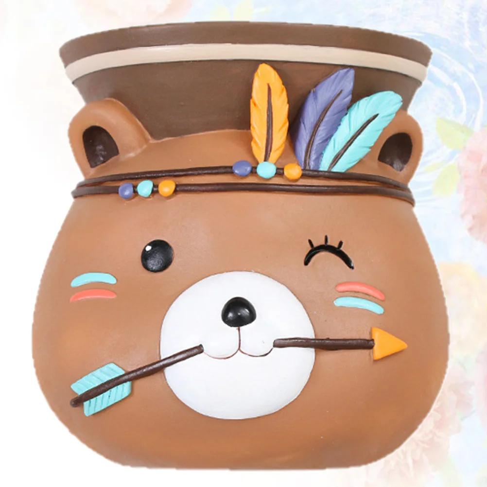 

1pc Cartoon Flower Vase Ethnic Style Durable Resin Cartoon Decorative Flower Vase Flower Pot for Home