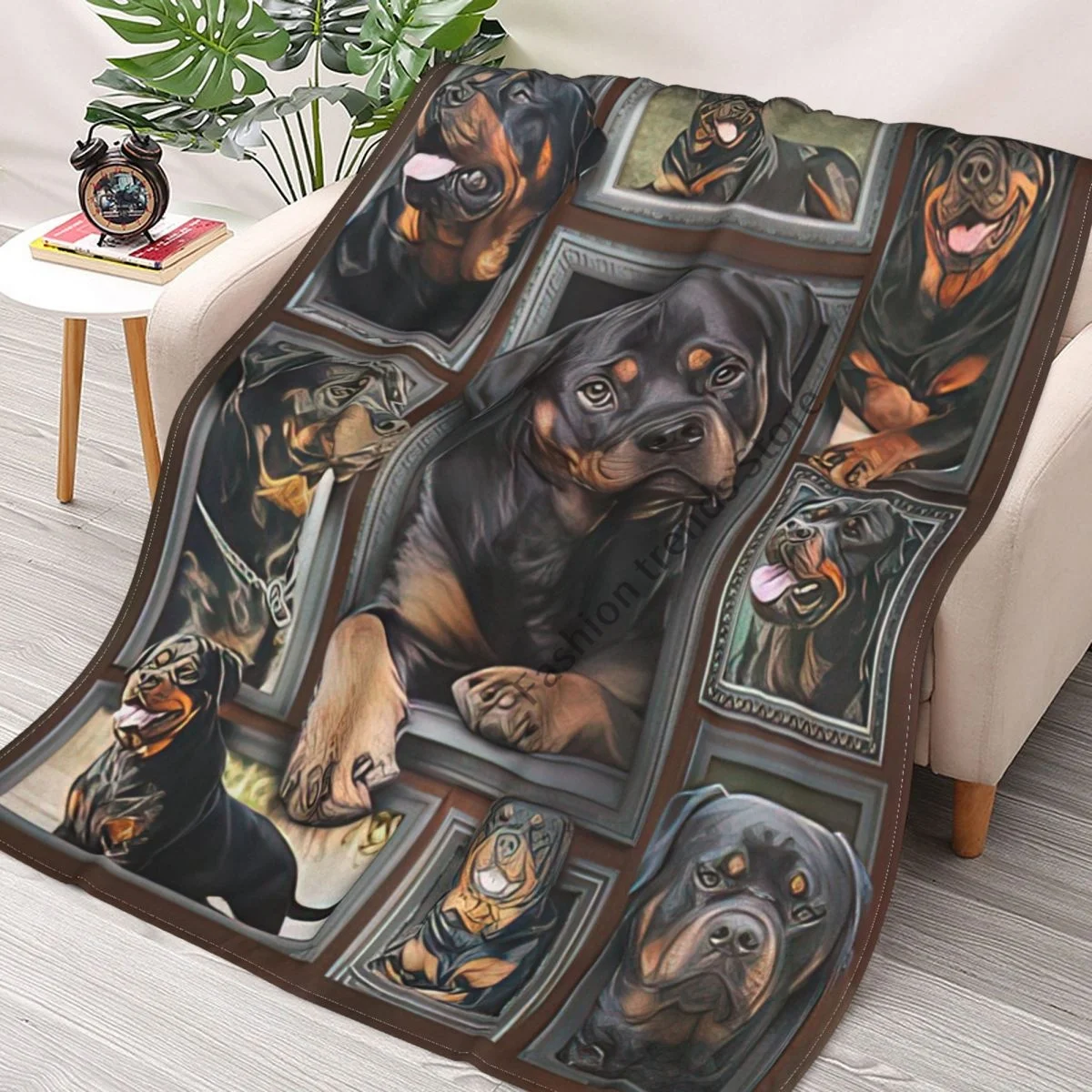 

Rottweiler Dog Printed Quilts Fleece Blankets Birthday Gifts Valentine's Day Holiday Throw Blankets