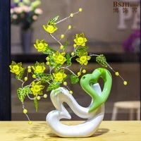 heart and heart ceramic acrylic creative fashion flowers vase home decoration accessories crafts room wedding dining table vase