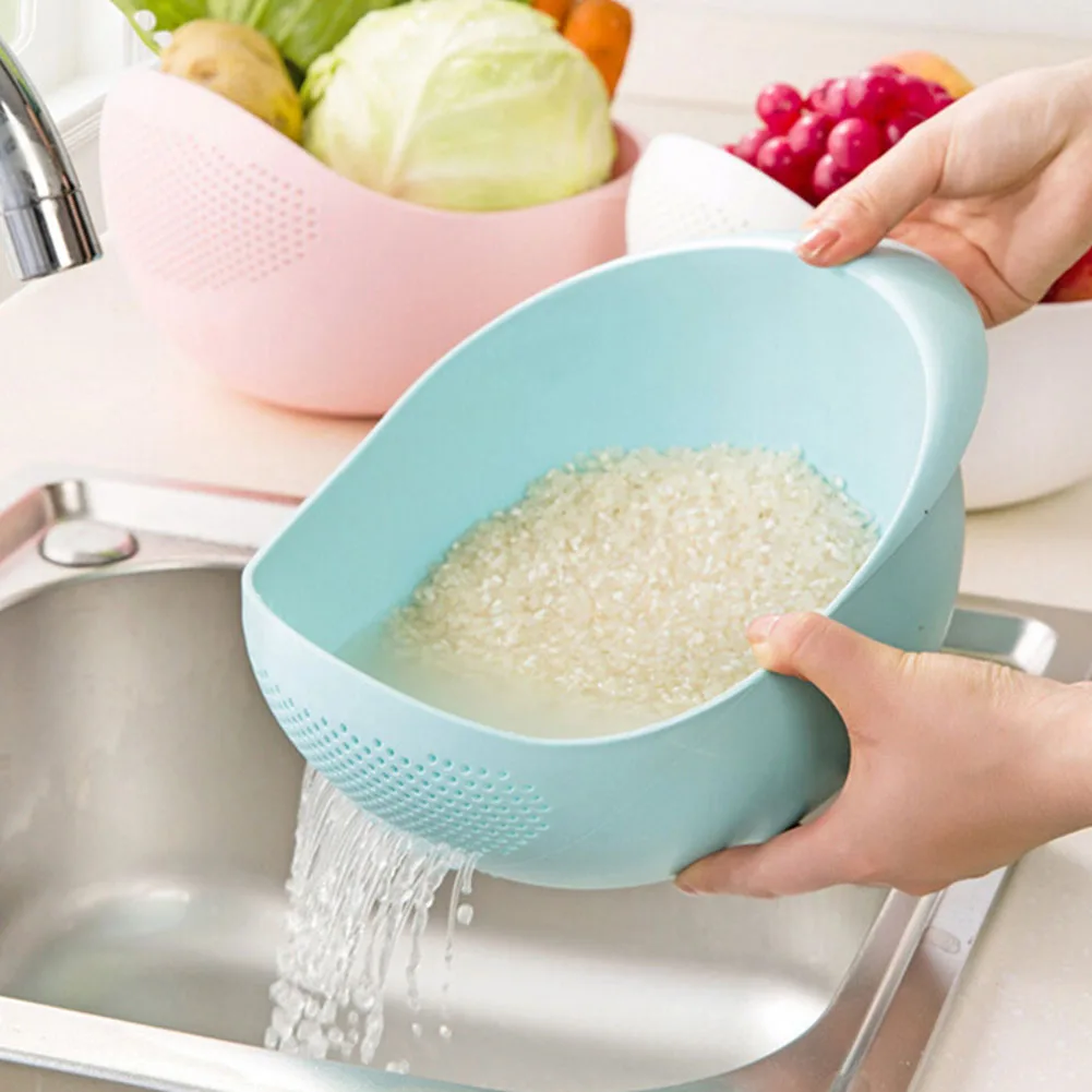 

Kitchen Rice Cleaner Household Rice Basket Rice Sieve Rice Washing Filter Strainer Colander Sieve Fruit Vegetable Bowl Drainer