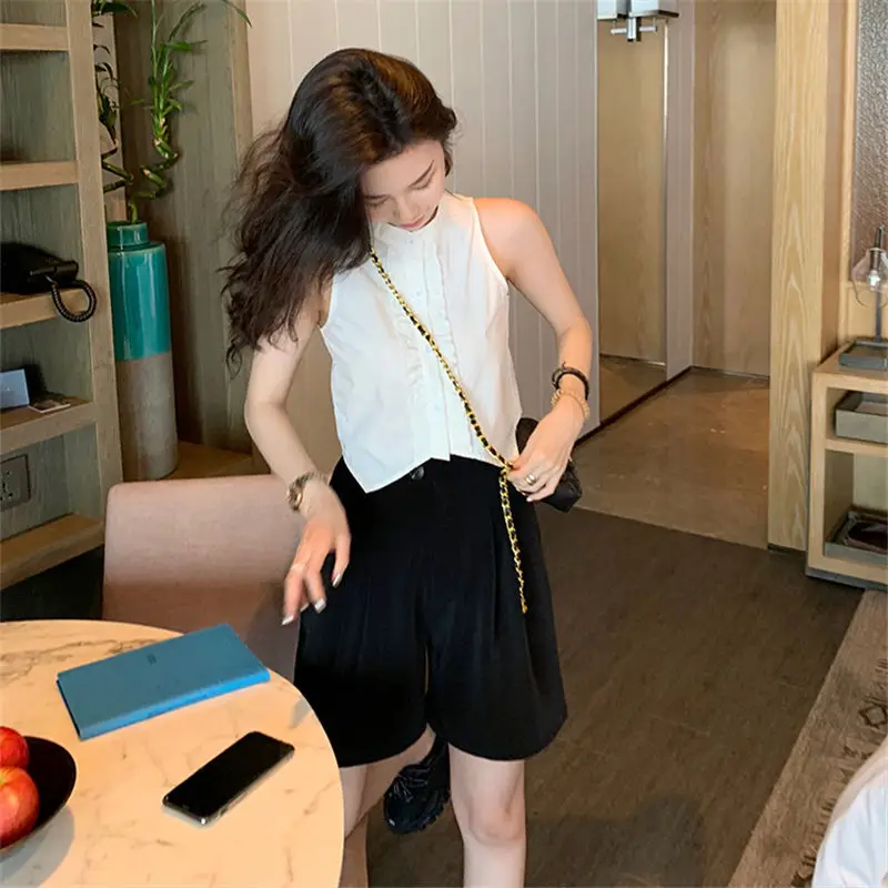 Summer Fashion High Waist All-match Short Trousers for Women BF Style Loose Straight Shorts Womens Oversize Basic Streetwear New