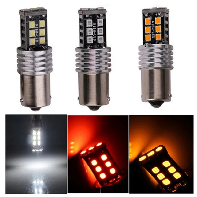 

20pcs S25 1156 BA15S BAU15S py21w LED T20 7443 1157 BAY15D 2835 15Smd Bulbs For Car Turn Signal Lights Brake lamp Amber canbus