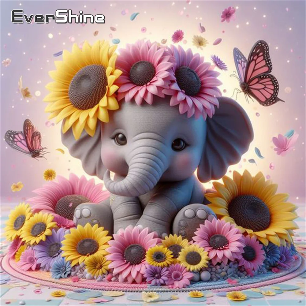 Набор Алмазной Живописи Evershine Со Слоном - Полная Область Наклеивания Современный