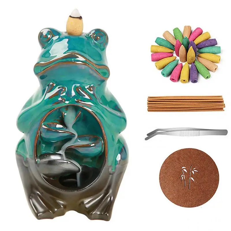 

Incense Burner Waterfall Frog Shaped Burner Waterfall Backflow Incense Holder Aromatherapy Ornament Zen Home Room Decor