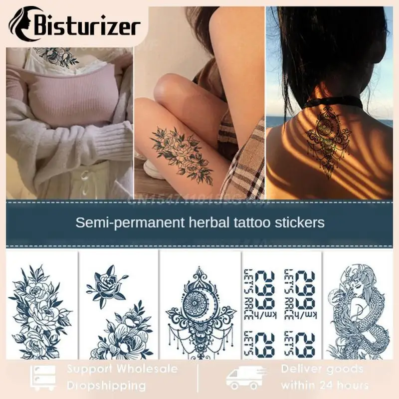 

1~5PCS Juice Ink Tattoos Body Art Lasting Waterproof Temporary Tattoo Sticker Sketch Rose Tatoo Arm Fake Flowers Sunflower Tatto