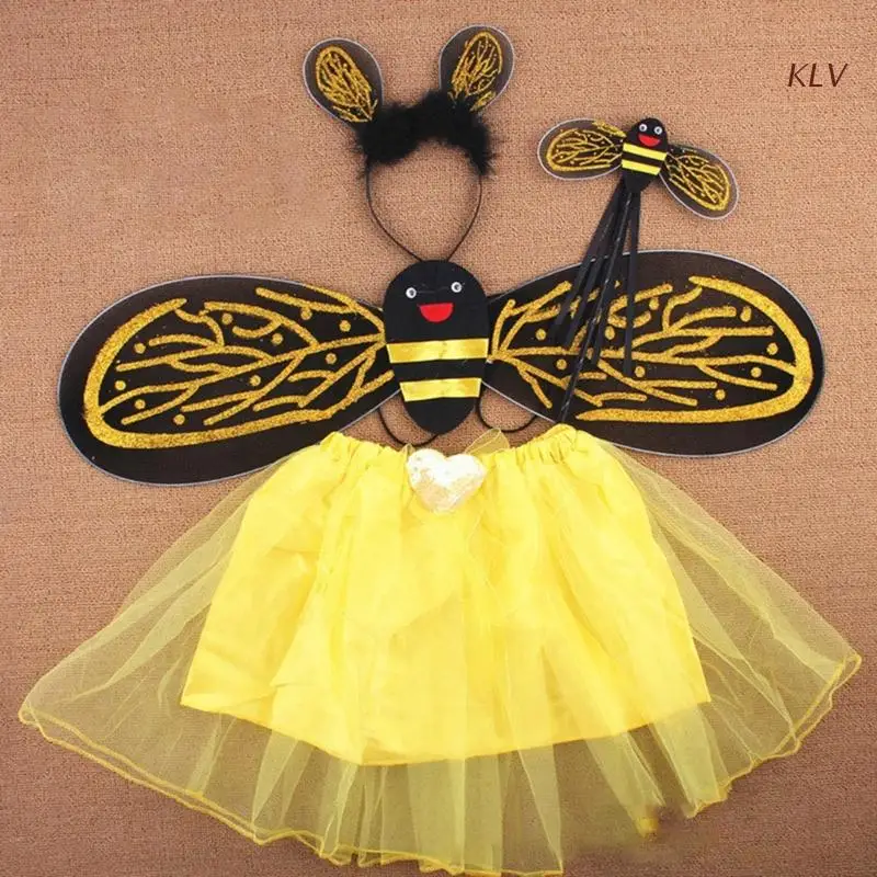 

Cute Dreamlike Fairy Wand Ears Headband Tutu Bee Fairy Wings Birthday Party Halloween Princess Cosplay-Props Bee Costume